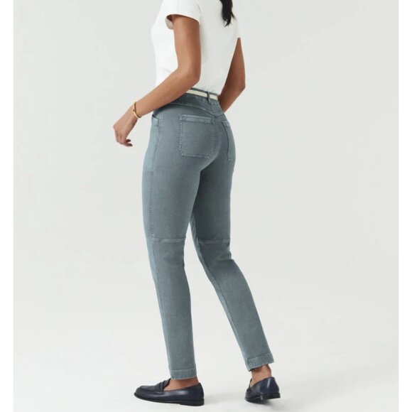 Spanx 20399R Stretch Twill Straight Leg Pant Hazy Blue Grey ( S ) - Picture 2 of 5